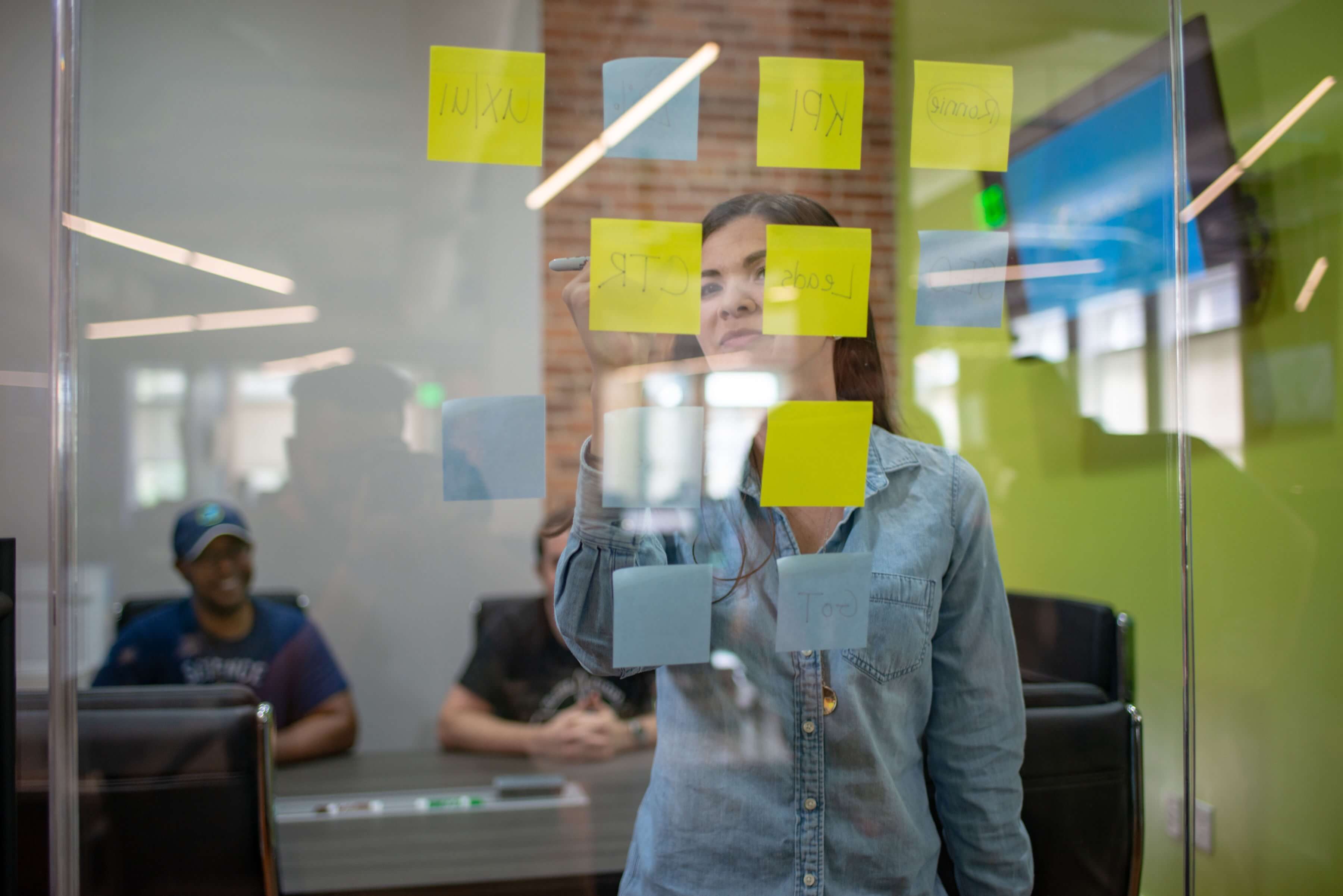 Launch That team brainstorming together