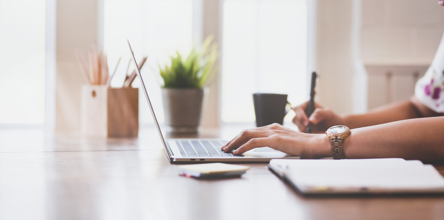 Woman working on laptop