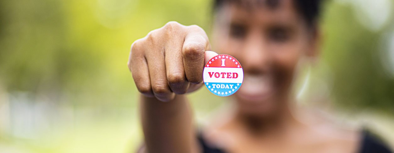Woman holding up an