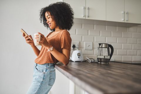 Woman looking at social media on phone